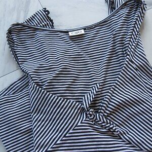 Cato Black/Navy/White Stripe Top. M/L